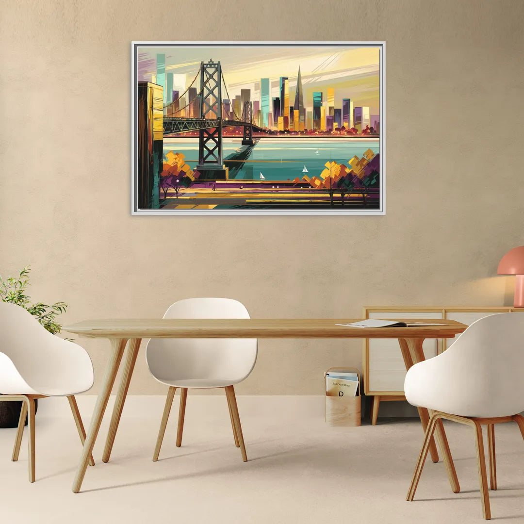 Oakland Downtown Vibes - Living Room White Frame Canvas