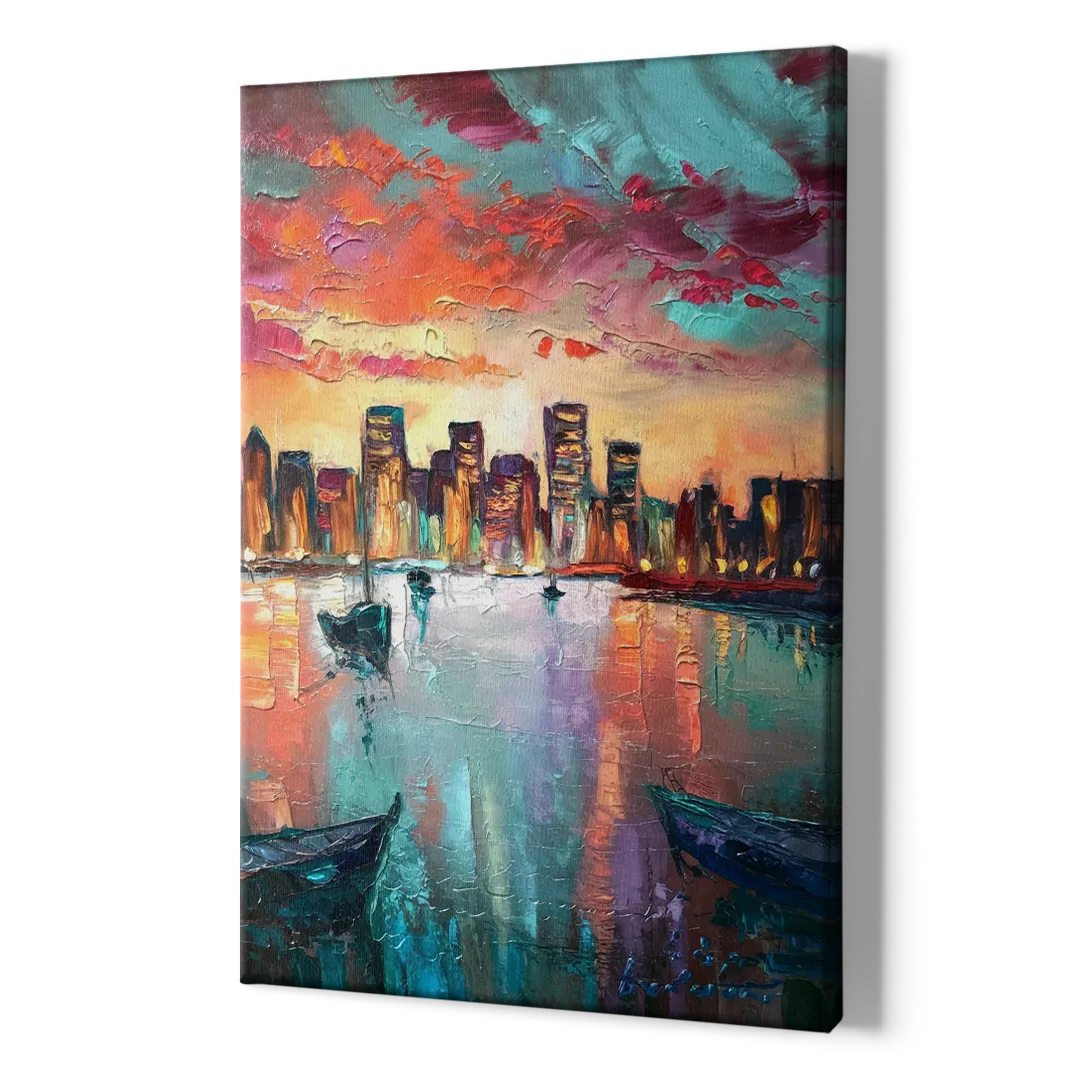 Norfolk Harbor Reflections - Canvas Print Art Sides