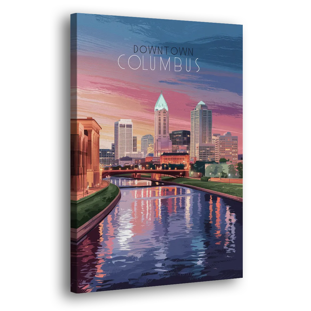 Columbus Downtown Panorama - Canvas Print Art Sides