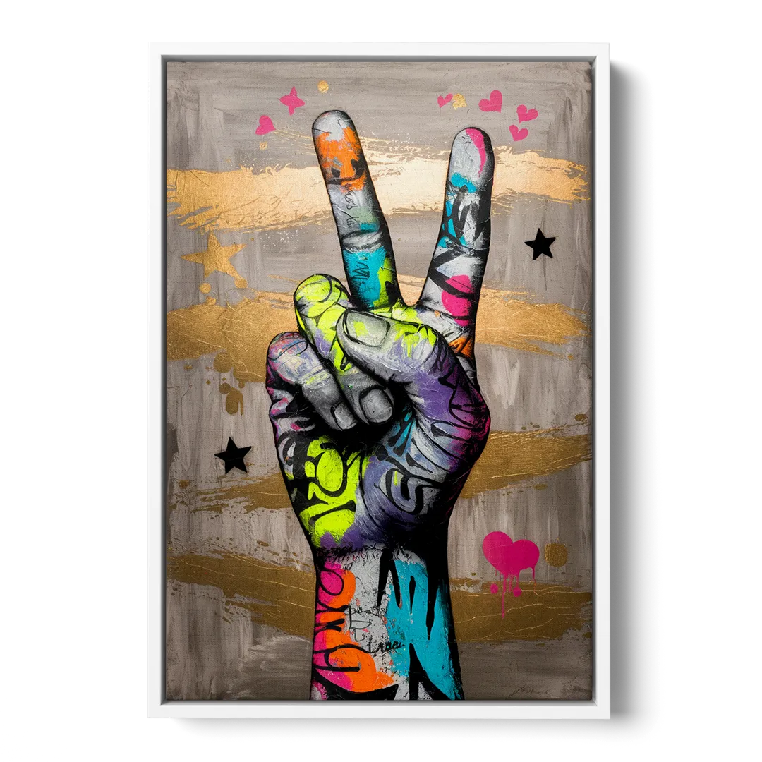 Houston Bold Graffiti - White Frame Canvas