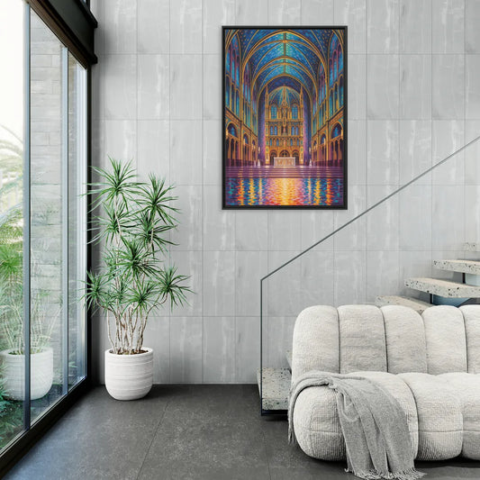 Notre Dame Basilica Interior - Living Room Black Frame Canvas