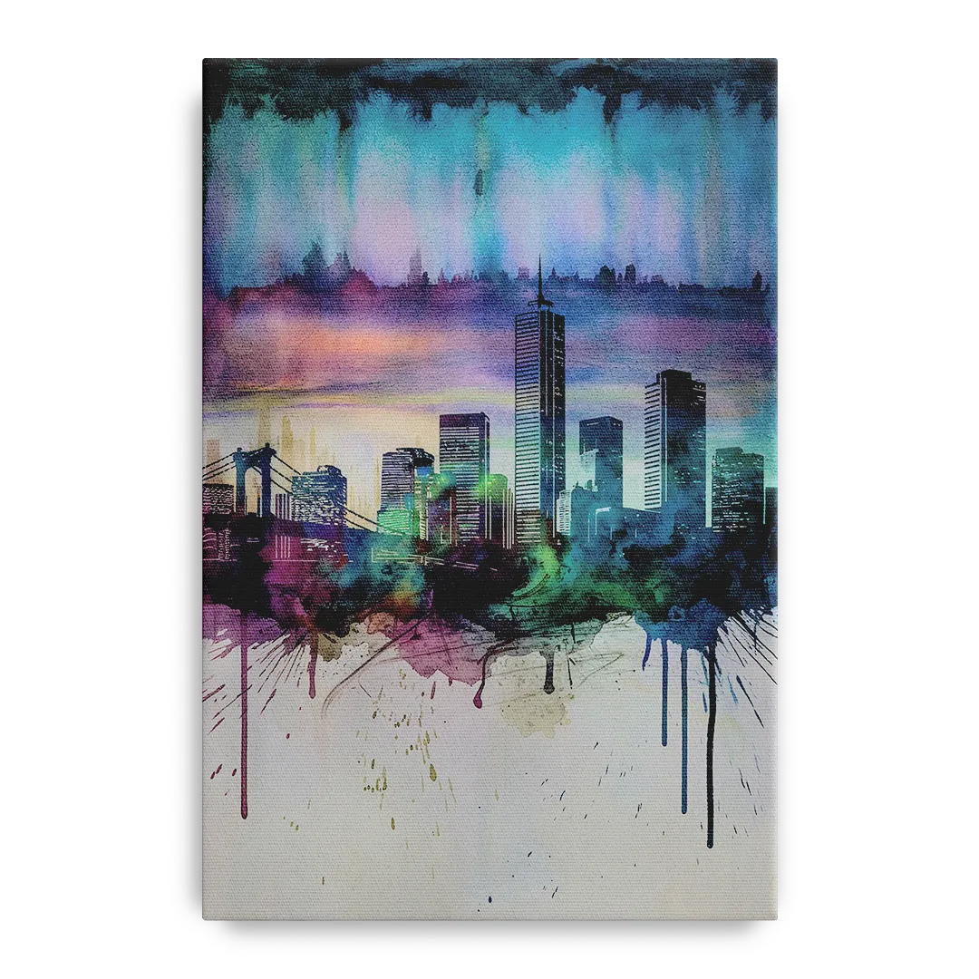 Boston Skyline in Watercolor - Canvas Wall Art