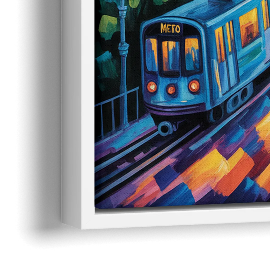 Montreal Metro Art - Close-Up White Frame Canvas