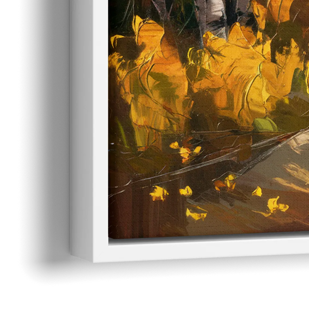 Aspen Trail Through the Trees - Close-Up White Frame Canvas