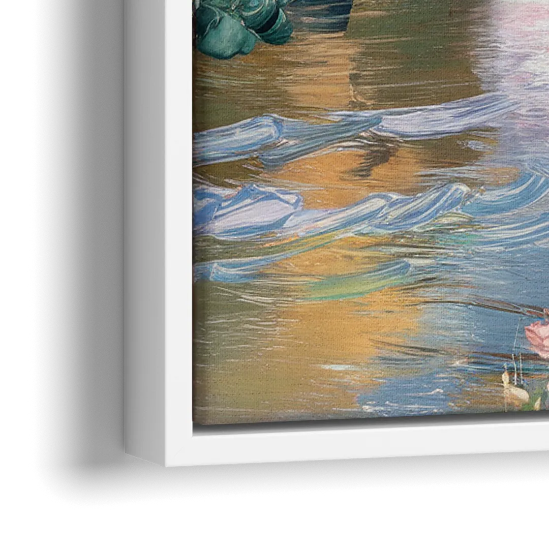 Riverside Artistic Riverfront - Close-Up White Frame Canvas