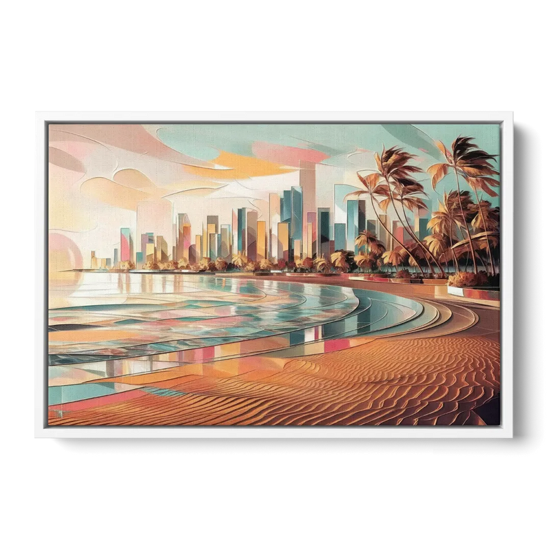 Fort Lauderdale Beach Sunrise - White Frame Canvas