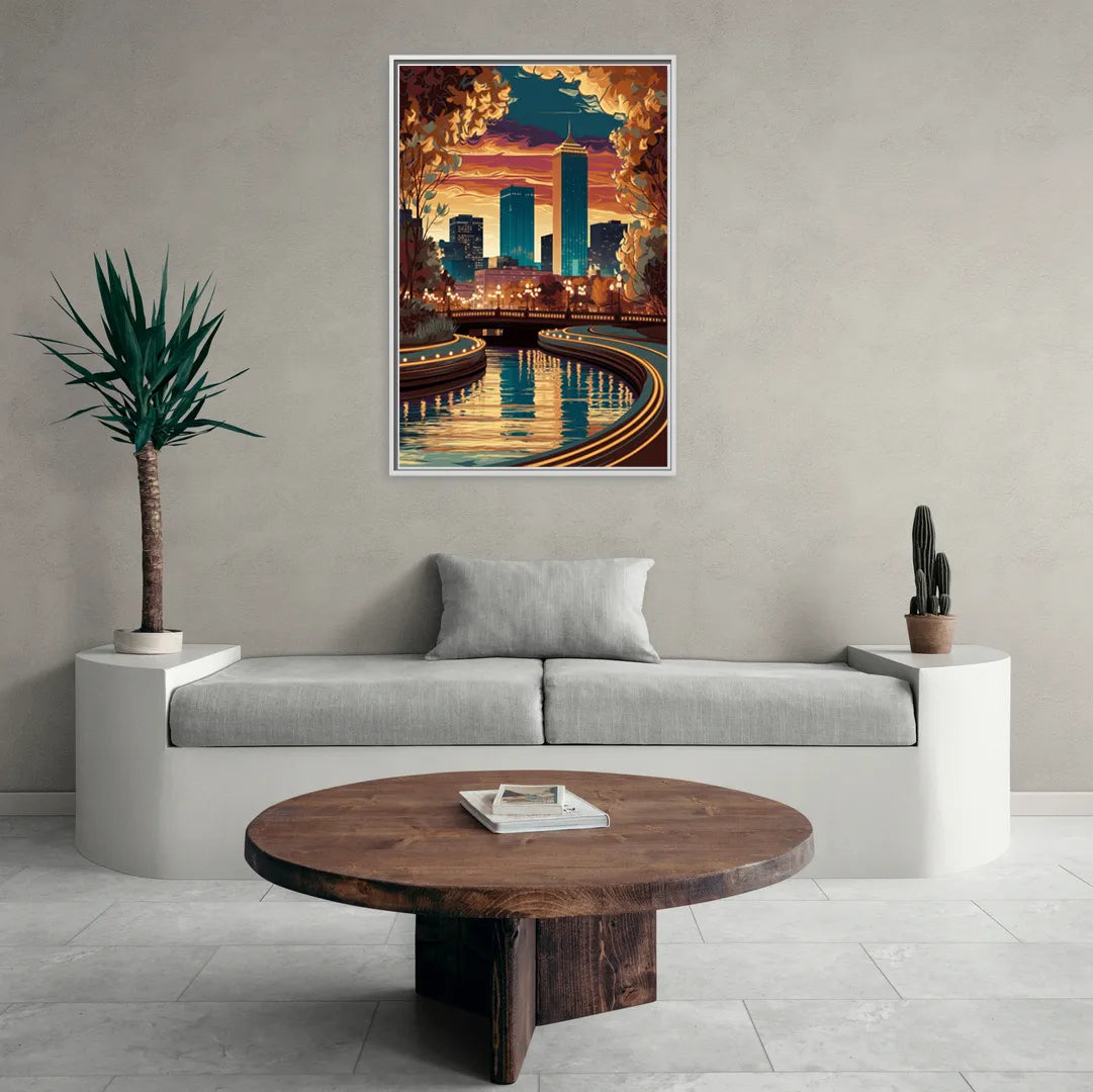 Oklahoma City Scenic Views - Living Room White Frame Canvas