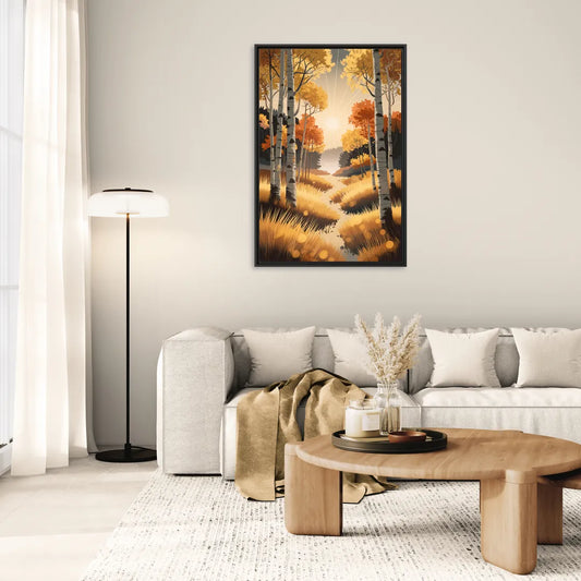 Aspen Sunrise Glow - Living Room Black Frame Canvas
