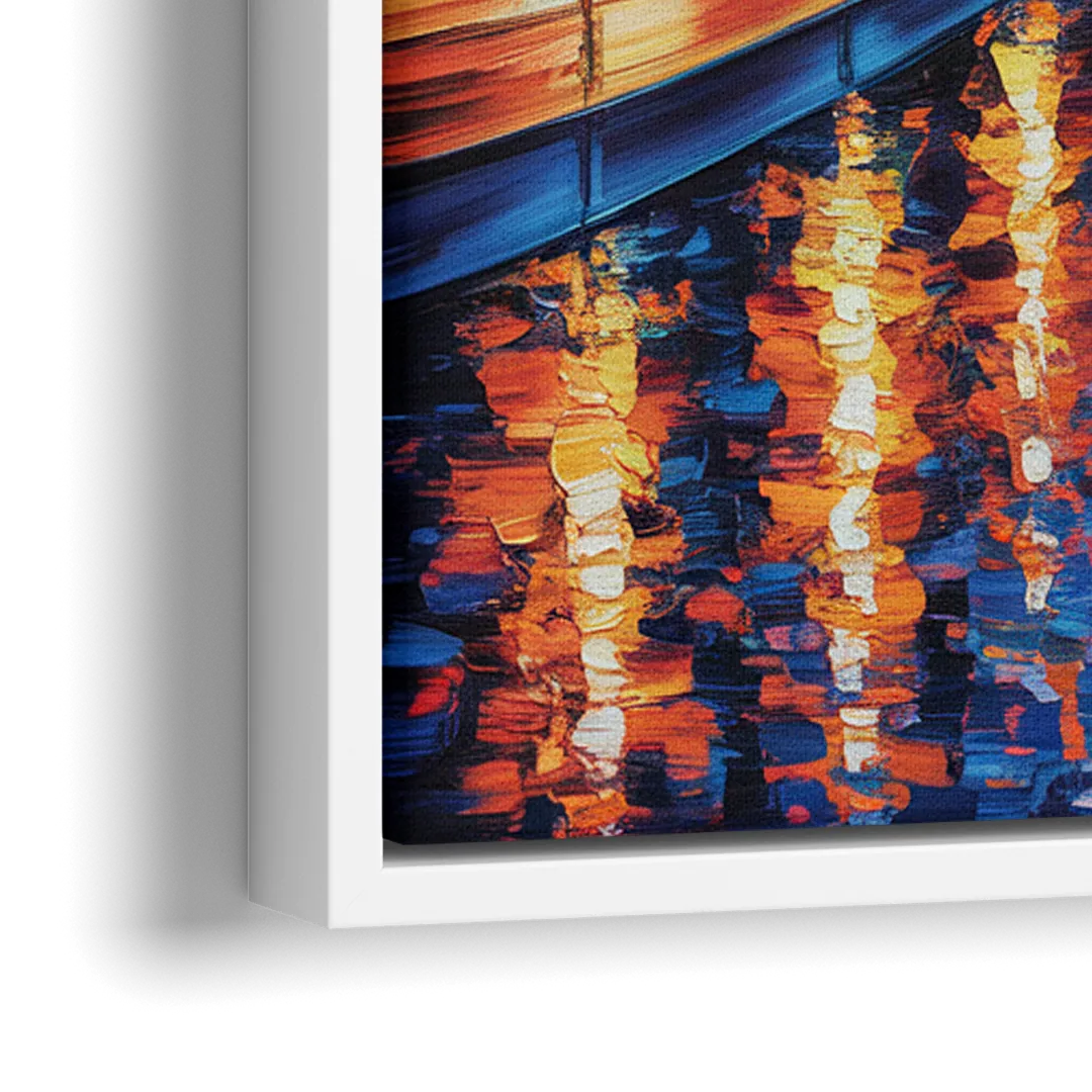 Montreal Skyline at Night - Close-Up White Frame Canvas