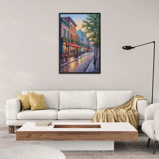 Old Montreal Streets - Living Room Black Frame Canvas