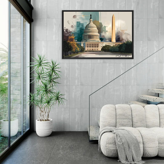 Washington Dc Architecture - Living Room Black Frame Canvas