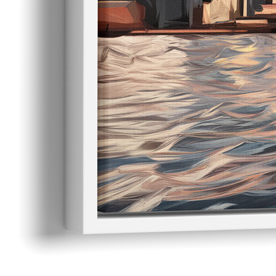 Detroit Cityscape Photography - Close-Up White Frame Canvas