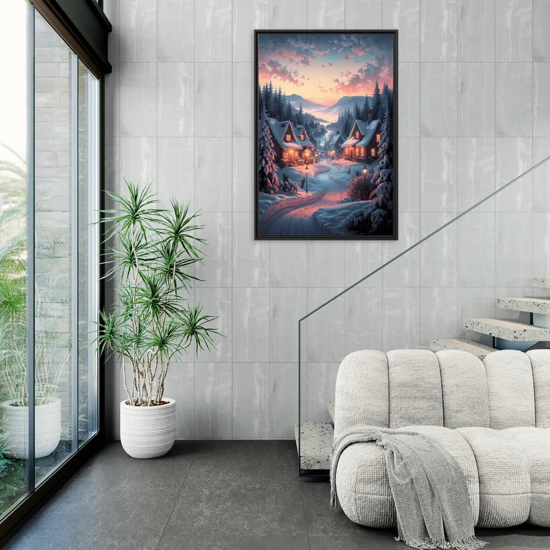 Burlington Snowy Winter Scenes - Living Room Black Frame Canvas