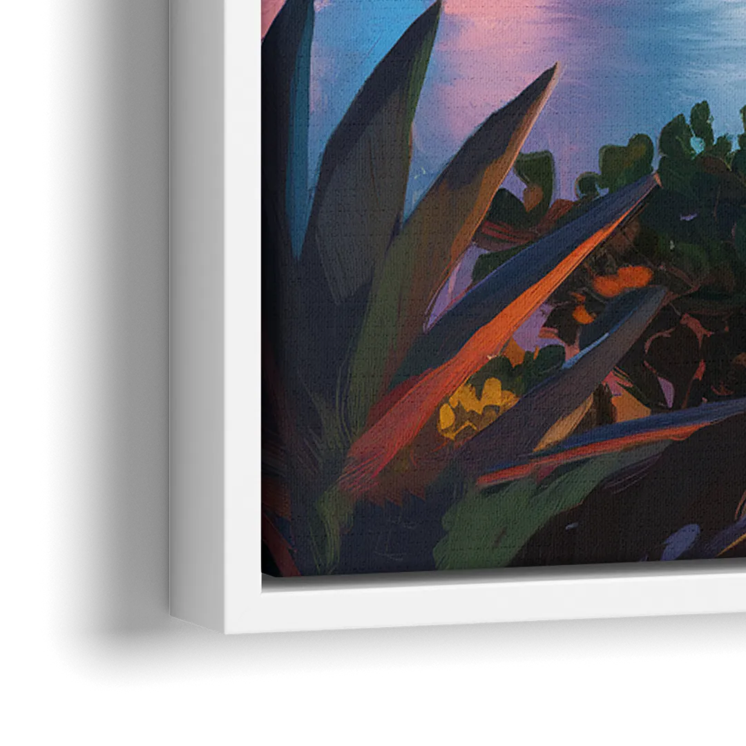 Miami Waterfront Skyline - Close-Up White Frame Canvas