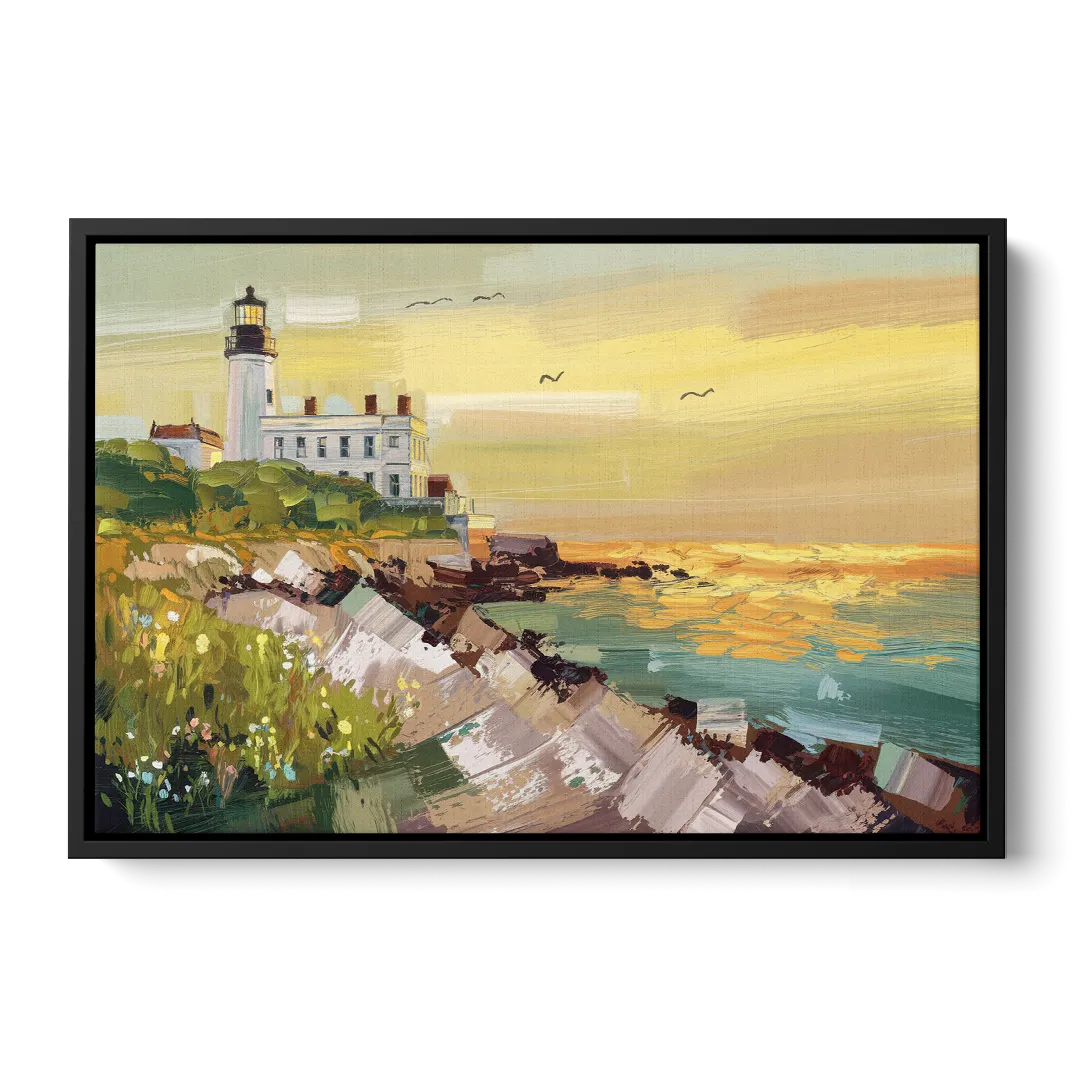 Galveston Lighthouse View - Black Frame Canvas
