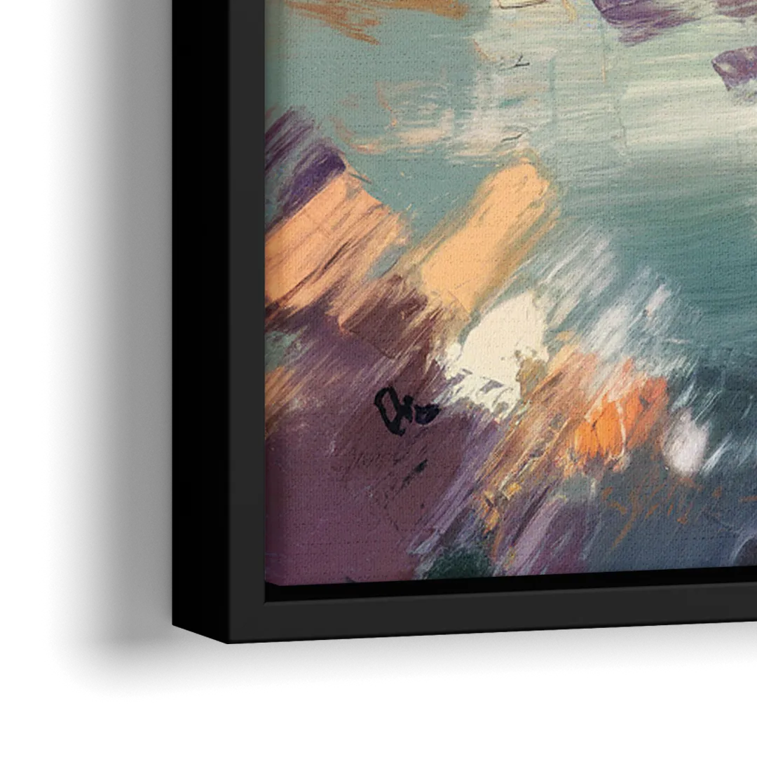 Philadelphia Skyline Reflections - Close-Up Black Frame Canvas