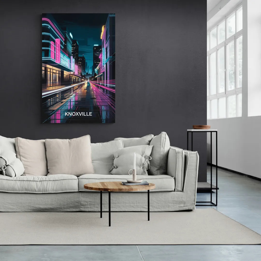 Knoxville Urban Night Lights - Canvas Wall Art Living Room