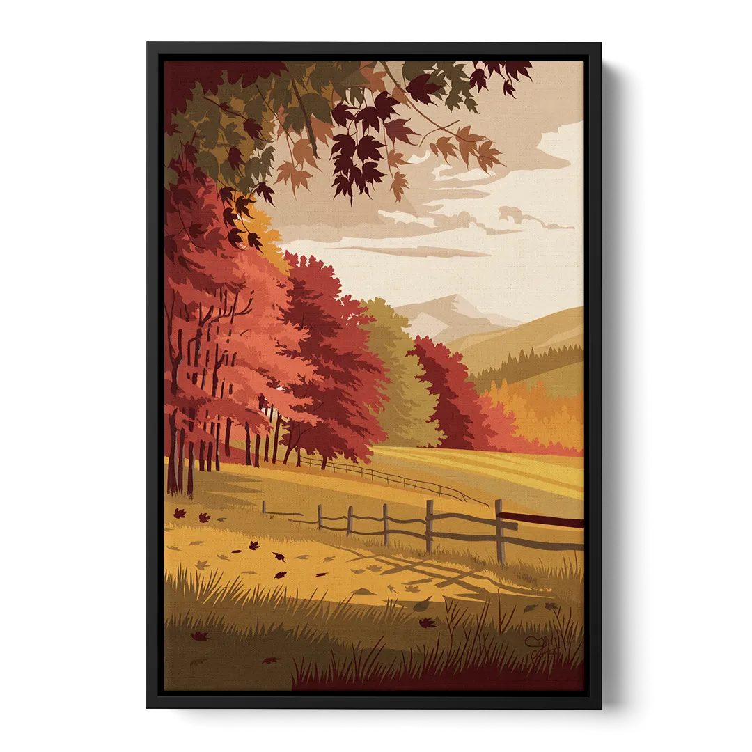 Burlington Fall Foliage - Black Frame Canvas
