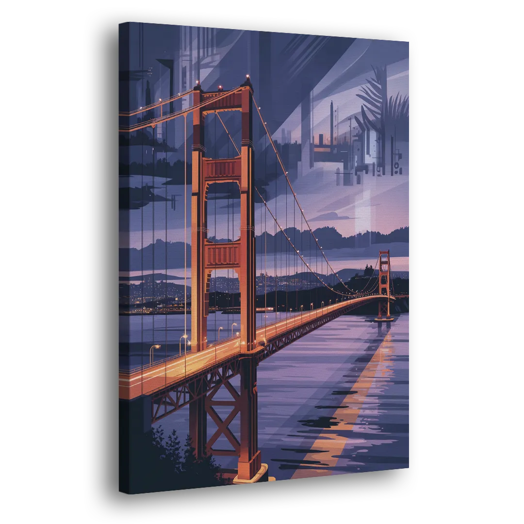 Lions Gate Bridge Twilight - Canvas Print Art Sides