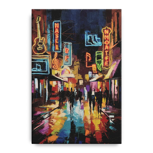 Nashville Broadway Nightlife - Canvas Wall Art