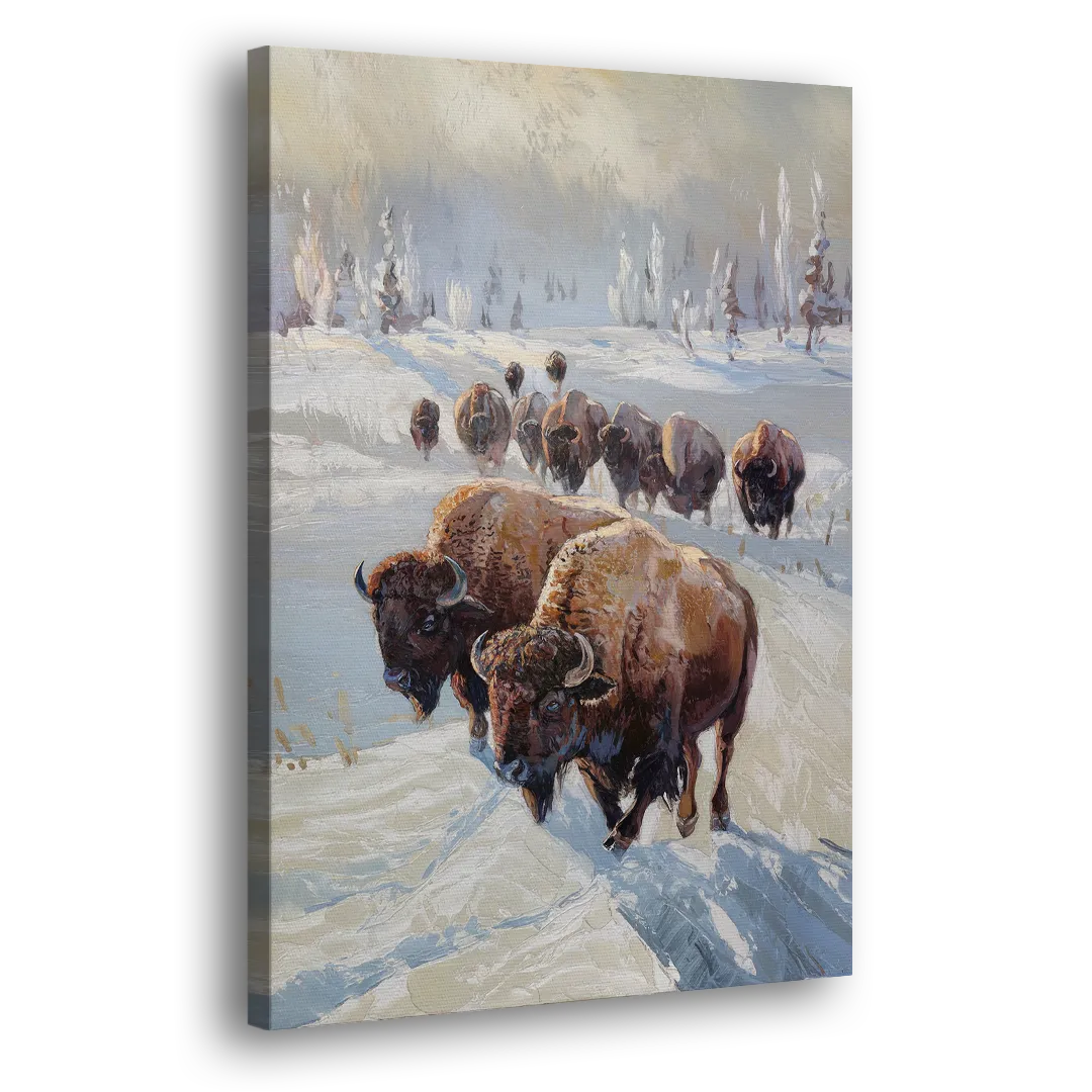 Buffalo Winter Wonderland - Canvas Print Art Sides