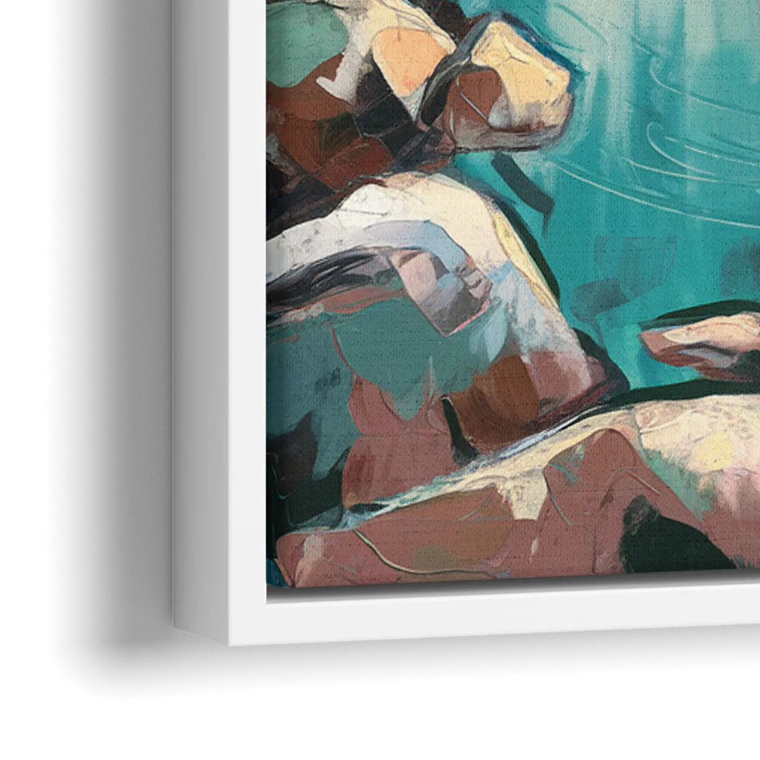 Lake Tahoe Scenic Panorama - Close-Up White Frame Canvas