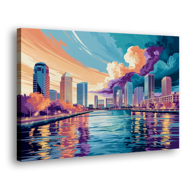Tampa Bay Skyline Panorama - Canvas Print Art Sides