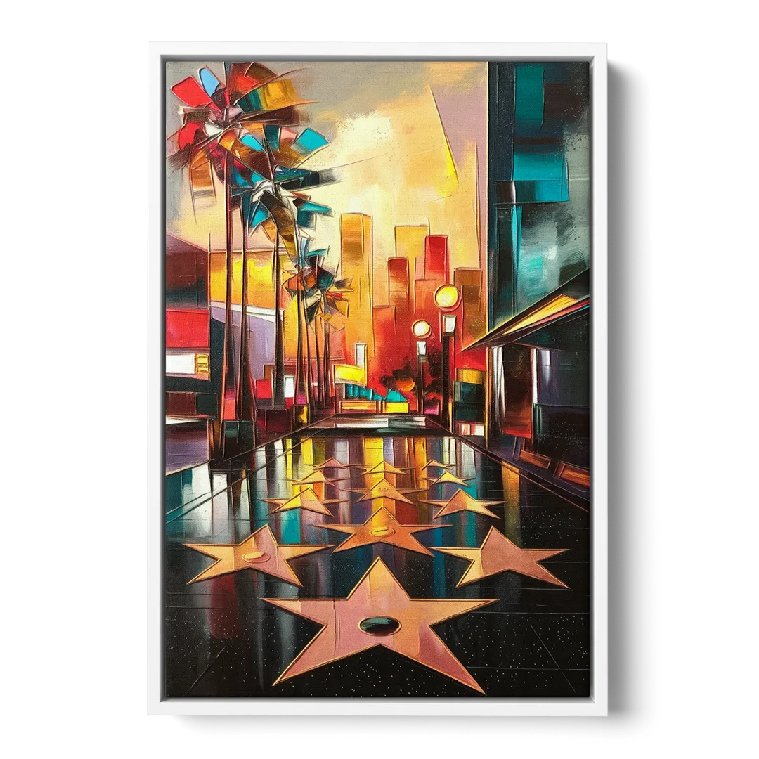 Los Angeles Hollywood Walk of Fame Iconic - White Frame Canvas