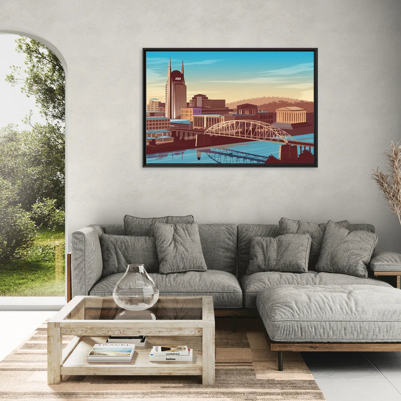 Nashville Historic Landmarks - Living Room Black Frame Canvas