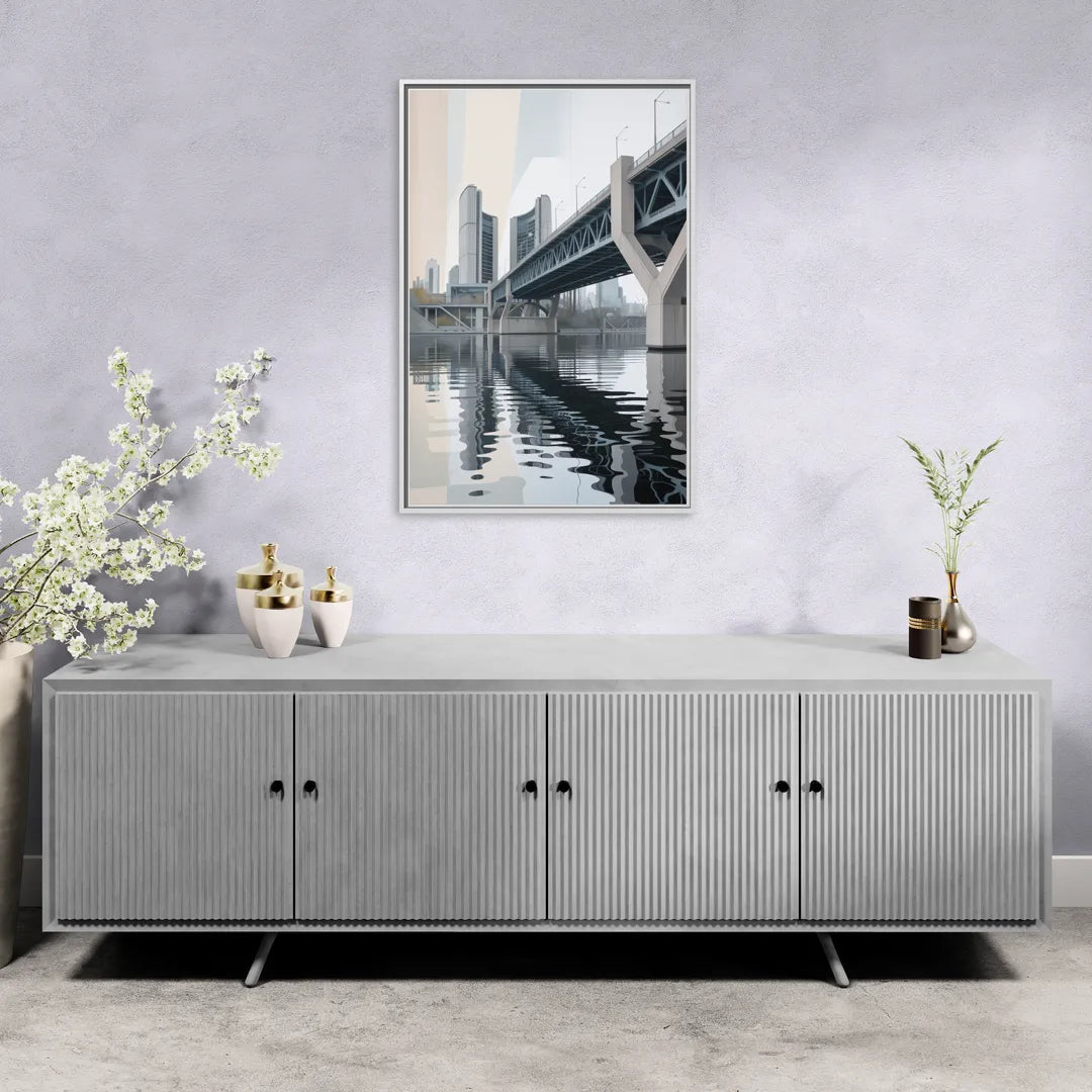 Toronto Cherry Street Bridge - Living Room White Frame Canvas