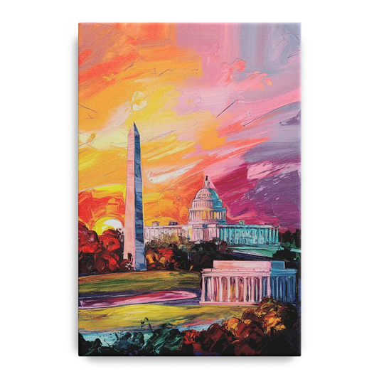 Washington DC Skyline Sunset - Canvas Wall Art