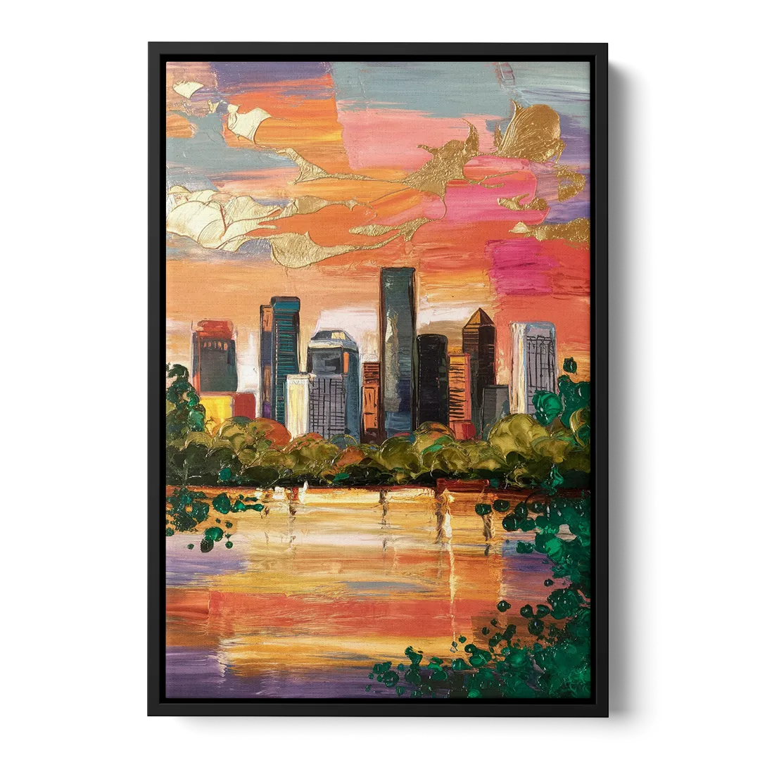 Houston Cultural Essence - Black Frame Canvas