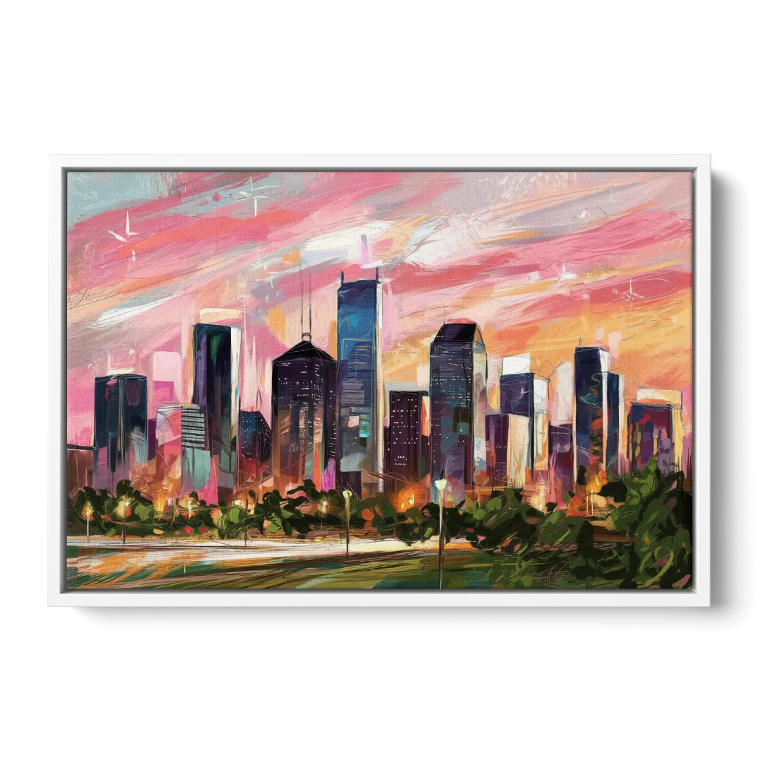 Houston Texas Pride - White Frame Canvas
