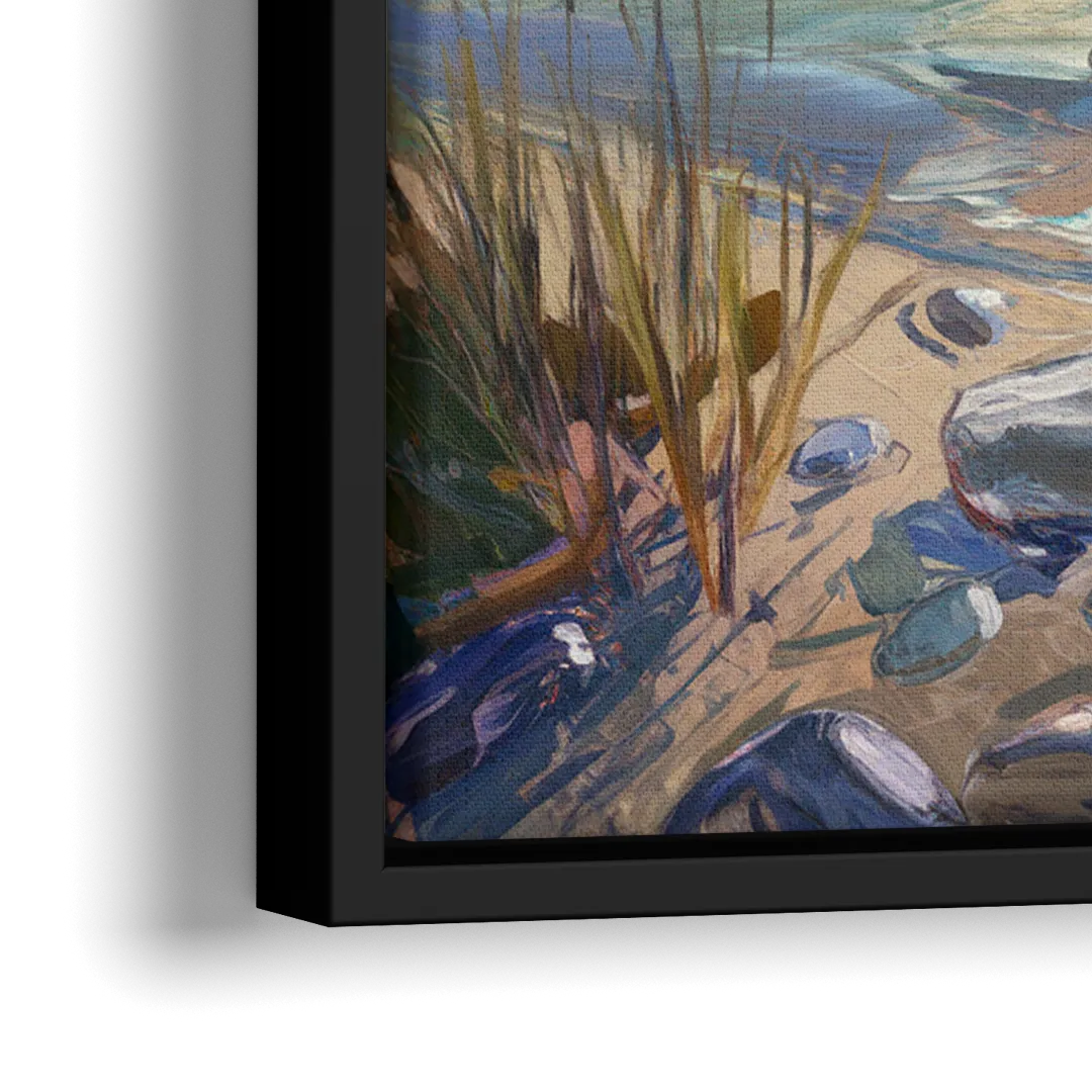 Lake Tahoe Mountain Serenity - Close-Up Black Frame Canvas