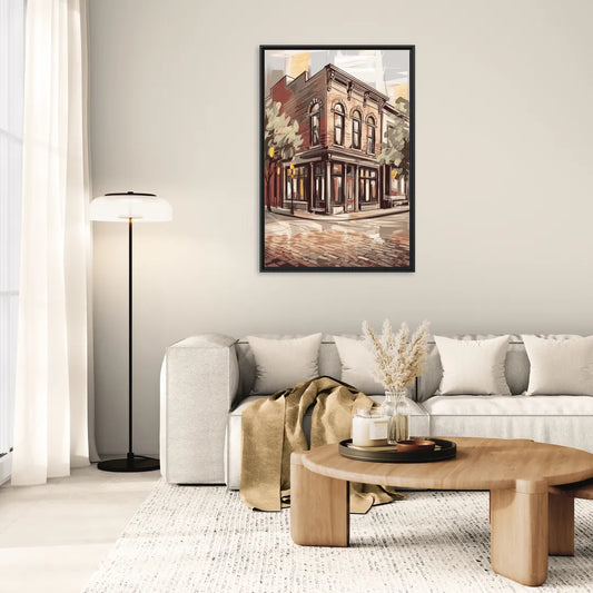 McKinney Historic Architecture - Living Room Black Frame Canvas