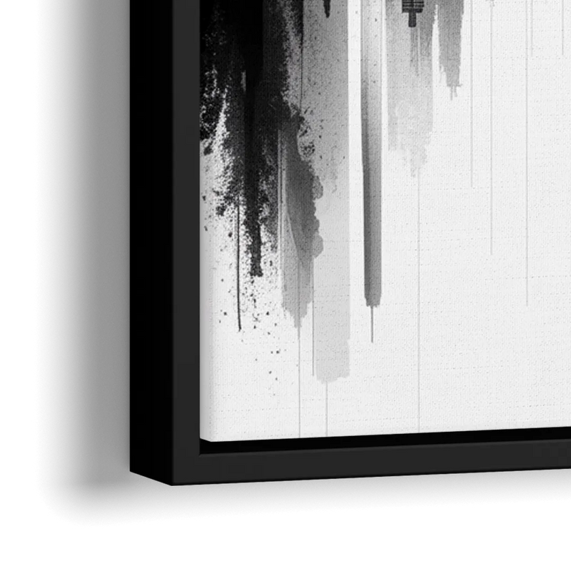 Toronto Skyline Black and White - Close-Up Black Frame Canvas