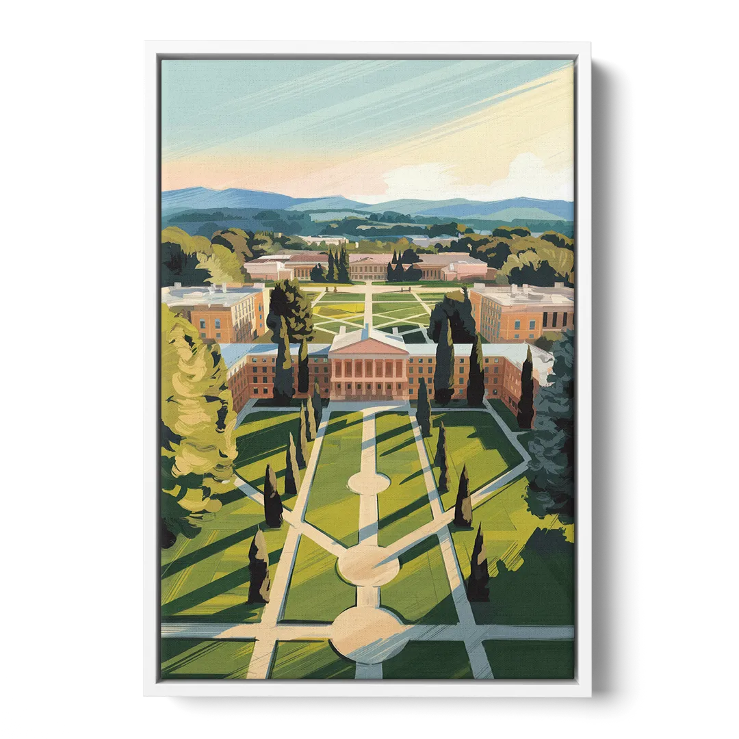 Madison Campus Aerial View - White Frame Canvas
