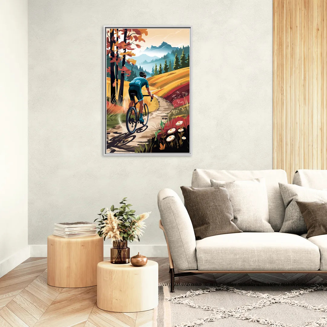 Madison Bike Trails Adventure - Living Room White Frame Canvas