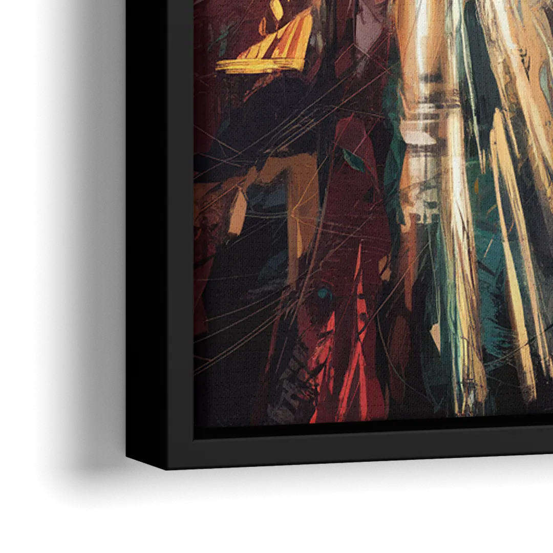 Las Vegas Strip Lights - Close-Up Black Frame Canvas