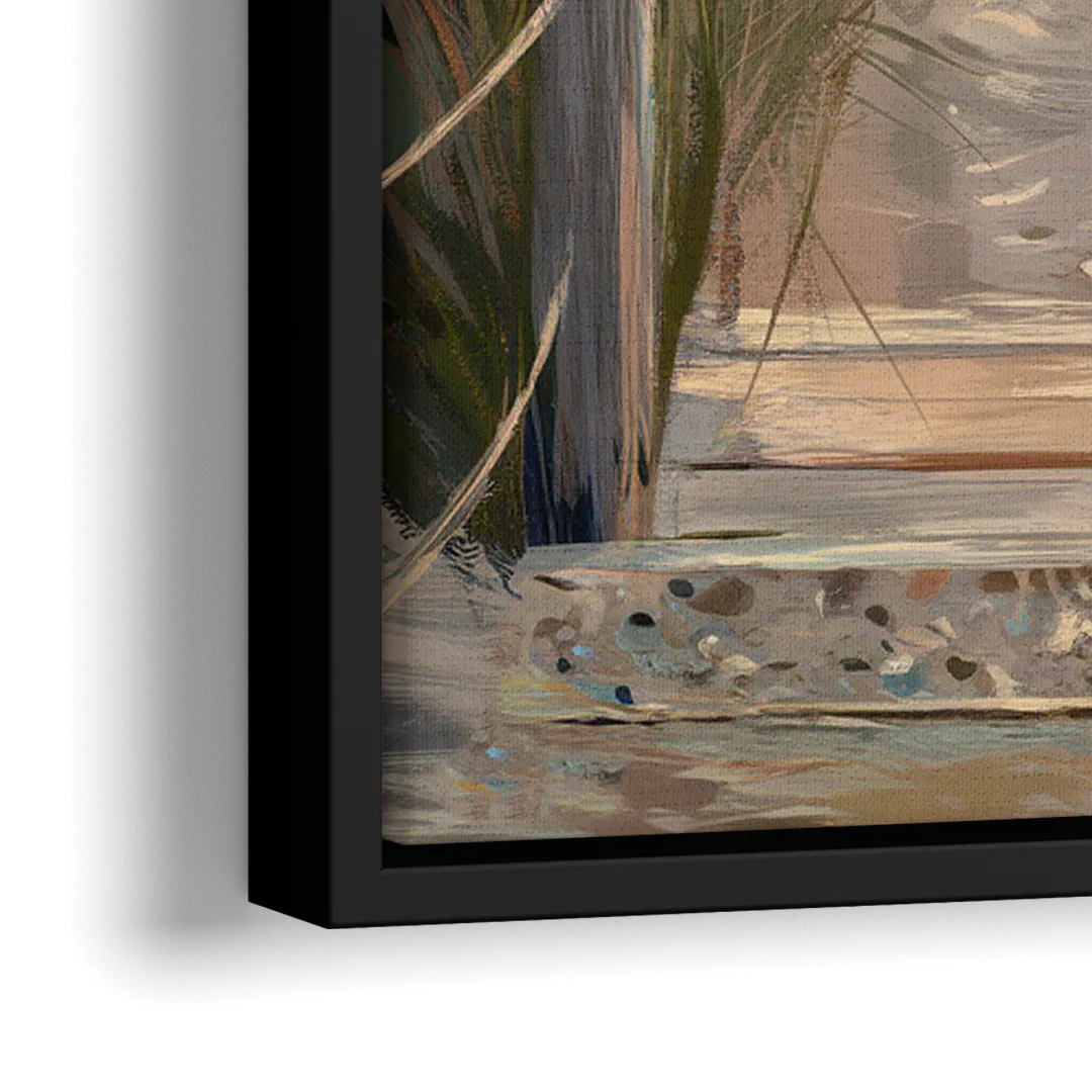 Seaside Coastal Path - Close-Up Black Frame Canvas
