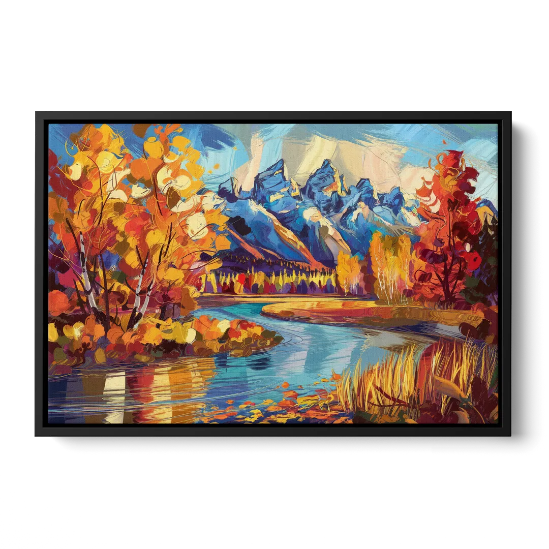 Jackson Hole Autumn Colors - Black Frame Canvas