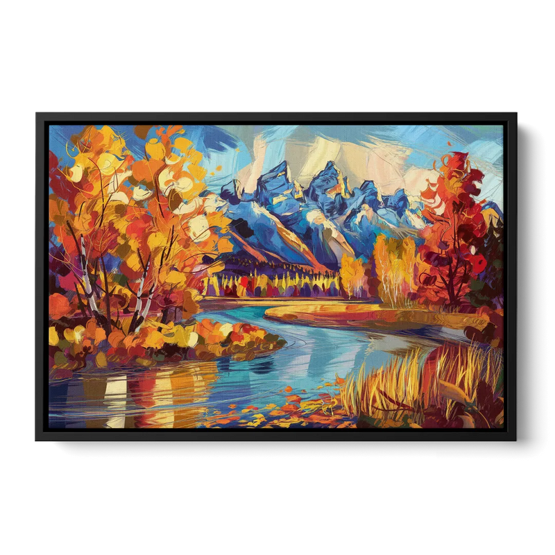 Jackson Hole Autumn Colors - Black Frame Canvas
