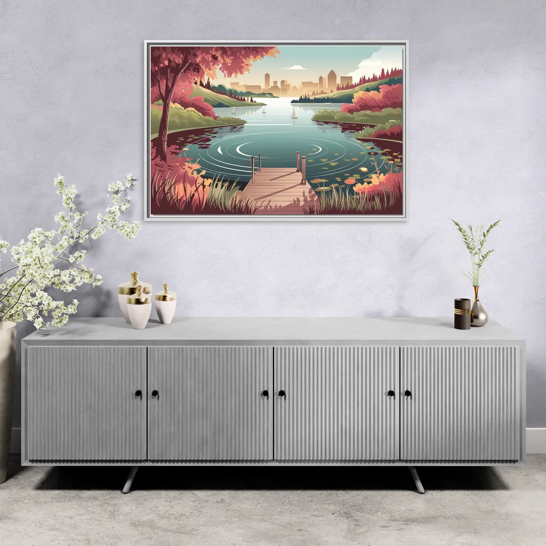 Madison Scenic Lakeshores - Living Room White Frame Canvas