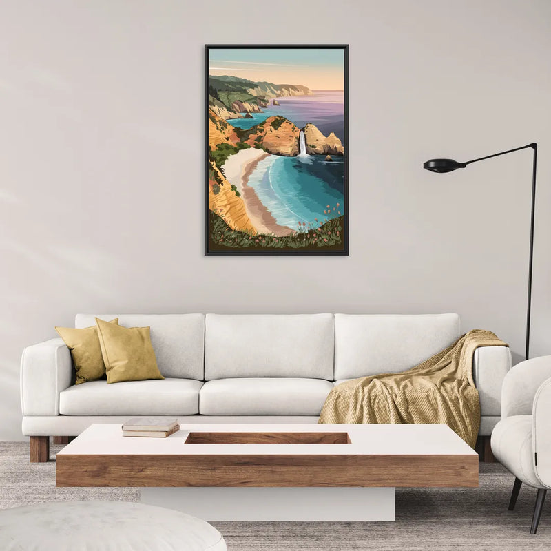 Big Sur Serene Landscape - Living Room Black Frame Canvas