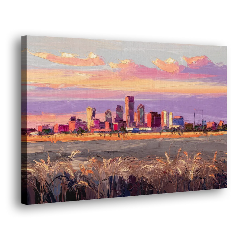 Lubbock Skyline Sunset - Canvas Print Art Sides