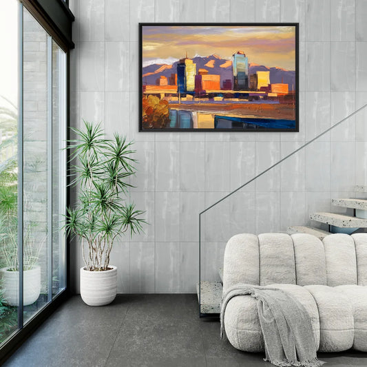 El Paso Skyline View - Living Room Black Frame Canvas