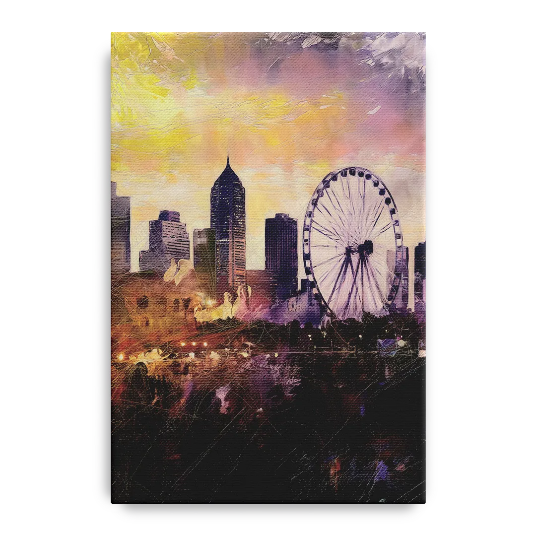 Atlanta Skyline with Ferris Wheel - Canvas Wall Art