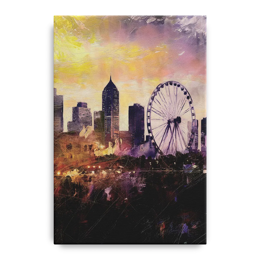 Atlanta Skyline with Ferris Wheel - Canvas Wall Art