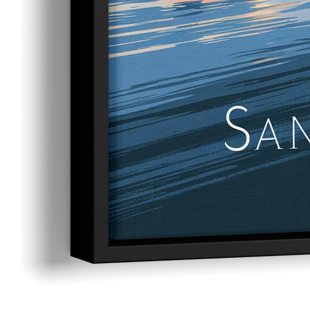 San Diego Urban Skyline - Close-Up Black Frame Canvas