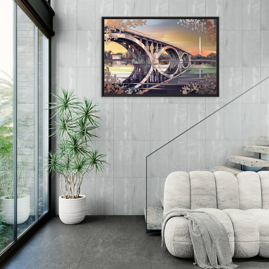 Arlington Memorial Bridge - Living Room Black Frame Canvas